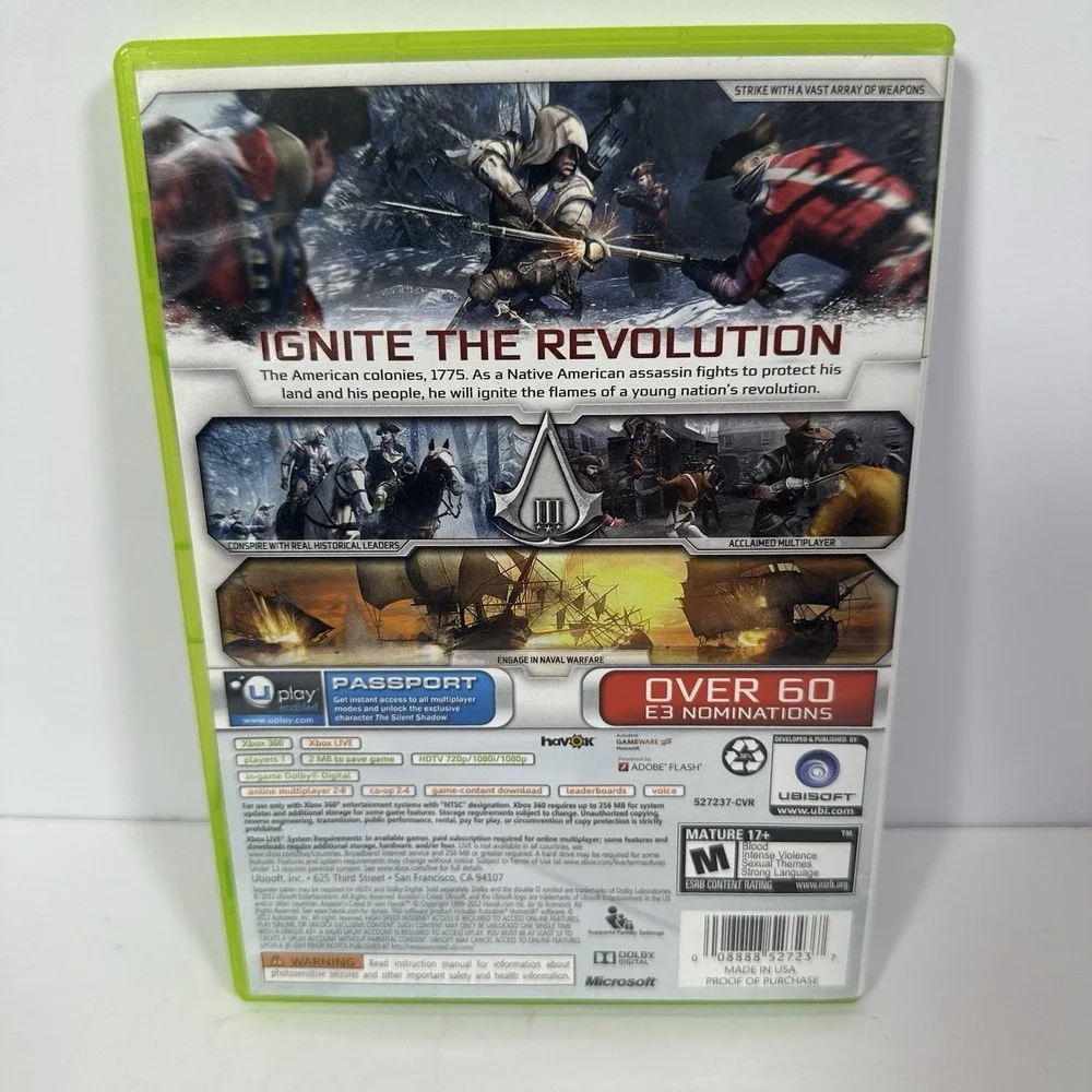 Assassin's Creed 3 III CIB W/ Manual - Xbox 360